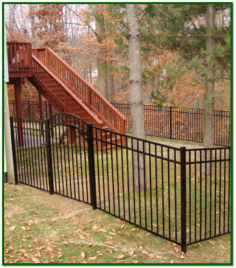 Iron Fence Around a Back Yard